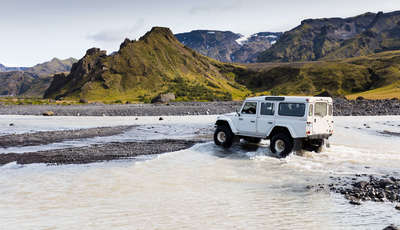 Jeep safari on the beach, Thorsmork, Iceland